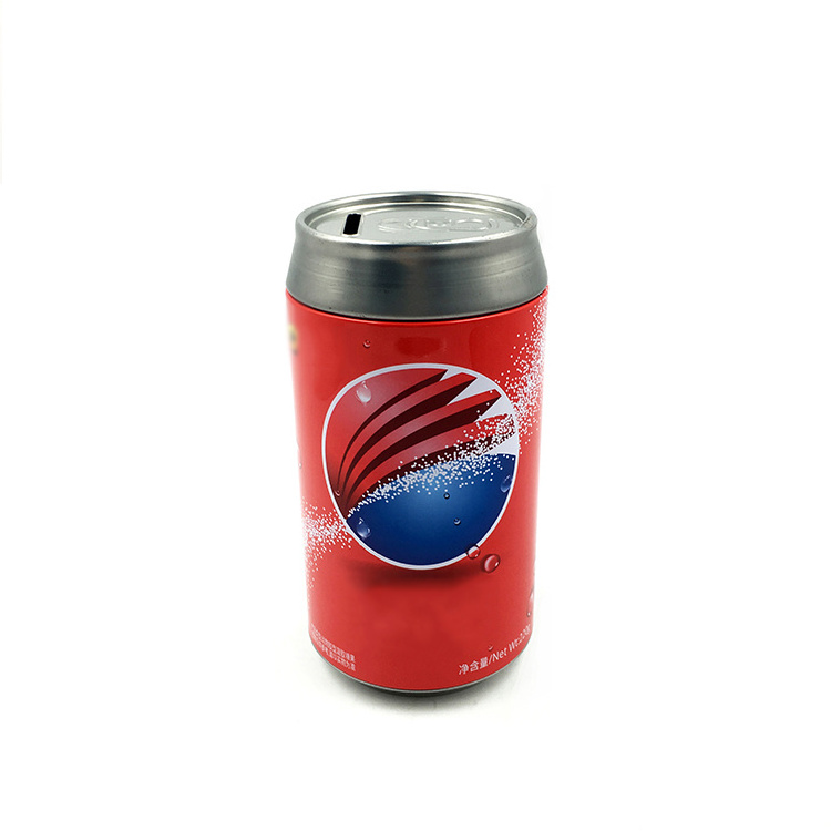 High Quality Customized Big Cola Beer Shape Tin Can Coin Piggy Bank Saving Money Box