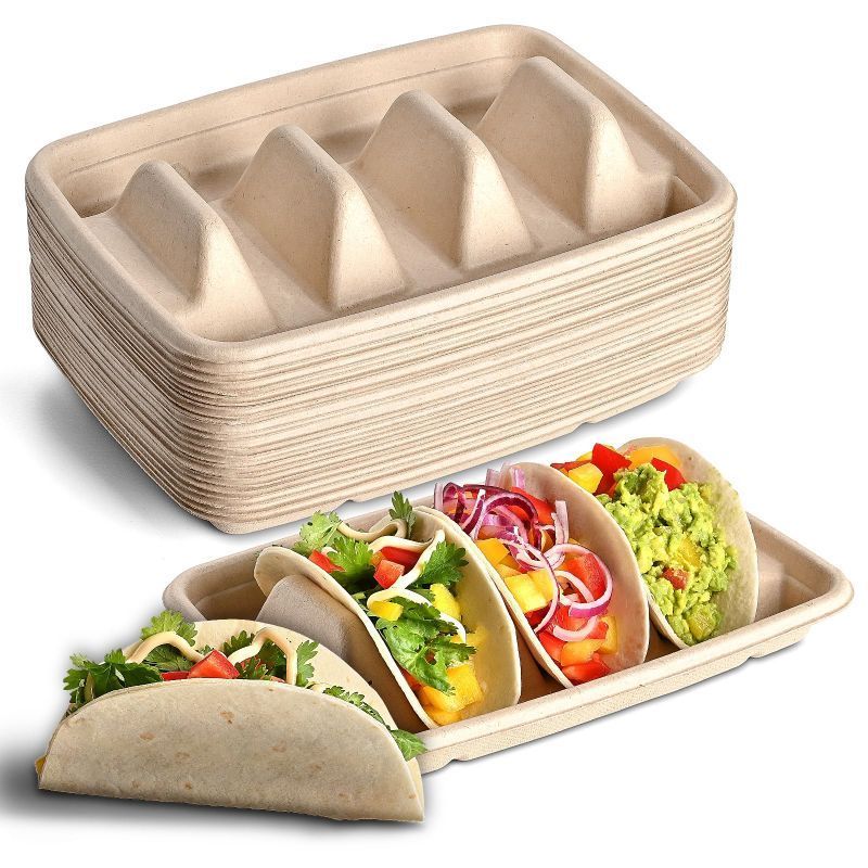 Wholesale Disposable Taco Stand Holder Box Taco Holder Paper Card For Party Fiesta 3 Tacos Packaging Box