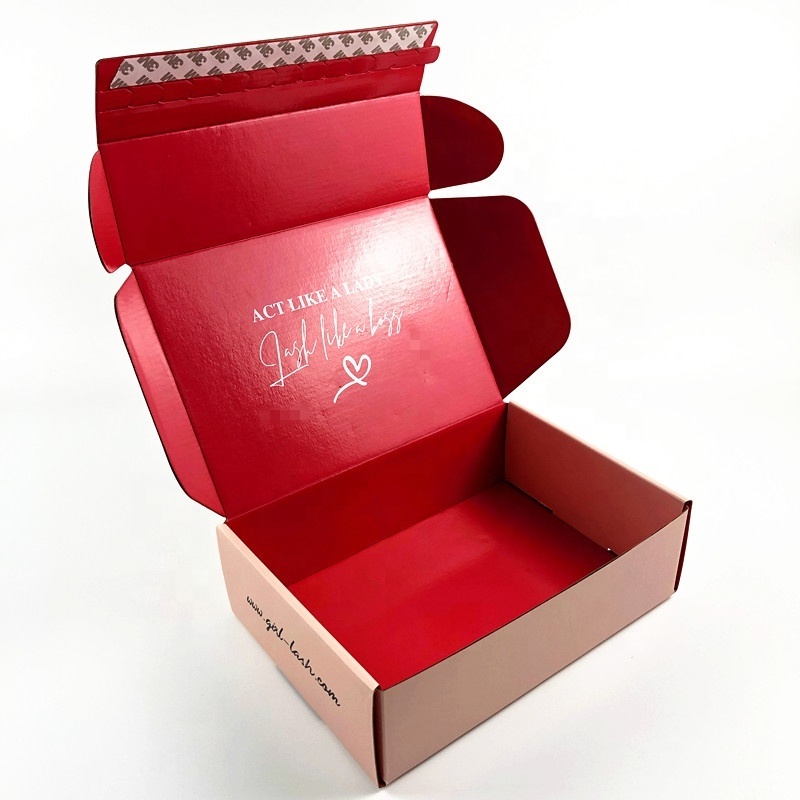 Reusable Custom Logo Printed Cardboard Luxury Corrugated Pink Shipping Box For Small Business