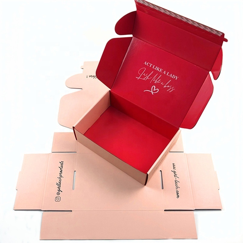 Reusable Custom Logo Printed Cardboard Luxury Corrugated Pink Shipping Box For Small Business