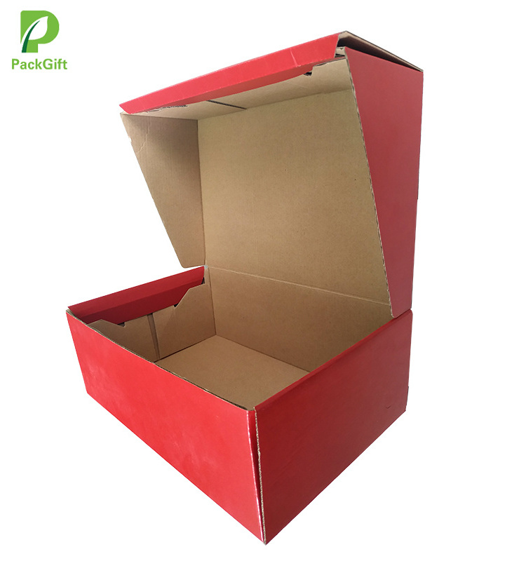 Support custom 318X205X112mm Red drop front corrugated paper shoe box with logo