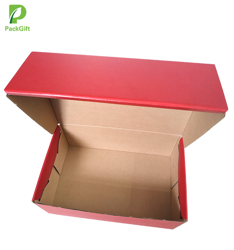 Support custom 318X205X112mm Red drop front corrugated paper shoe box with logo