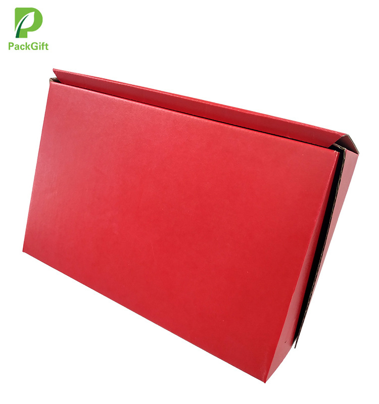 Support custom 318X205X112mm Red drop front corrugated paper shoe box with logo