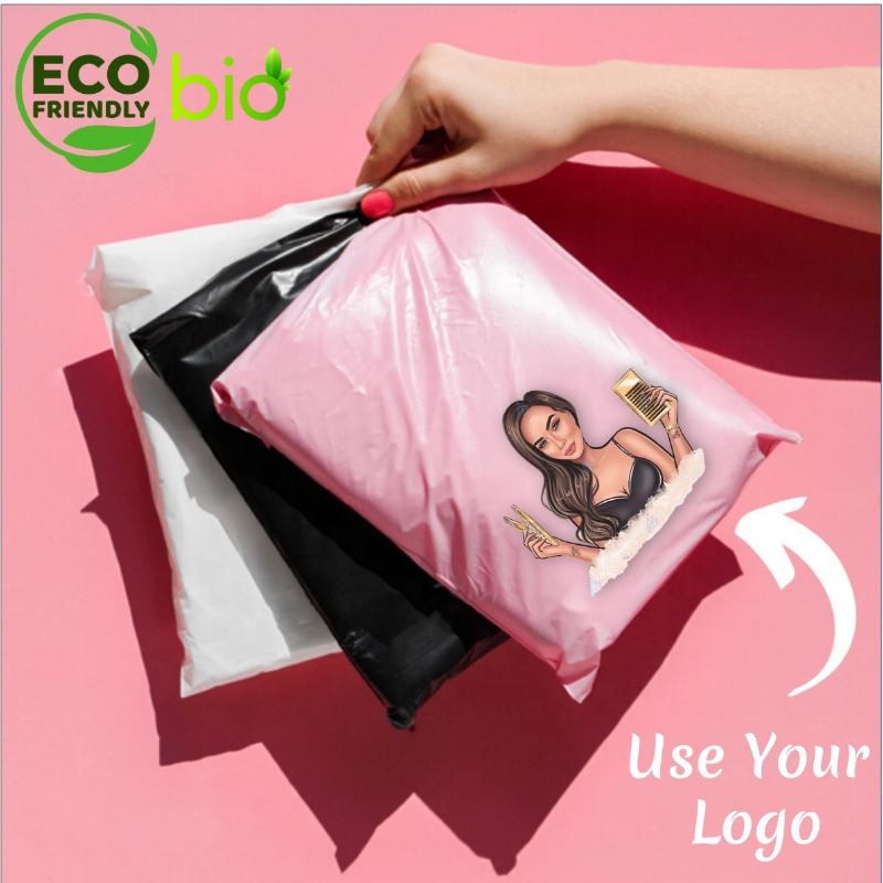 Poly Mailers Double Sealing Tape Recycle Mailing Bags pink with printing Plastic Mail Packaging Custom Logo for Clothing