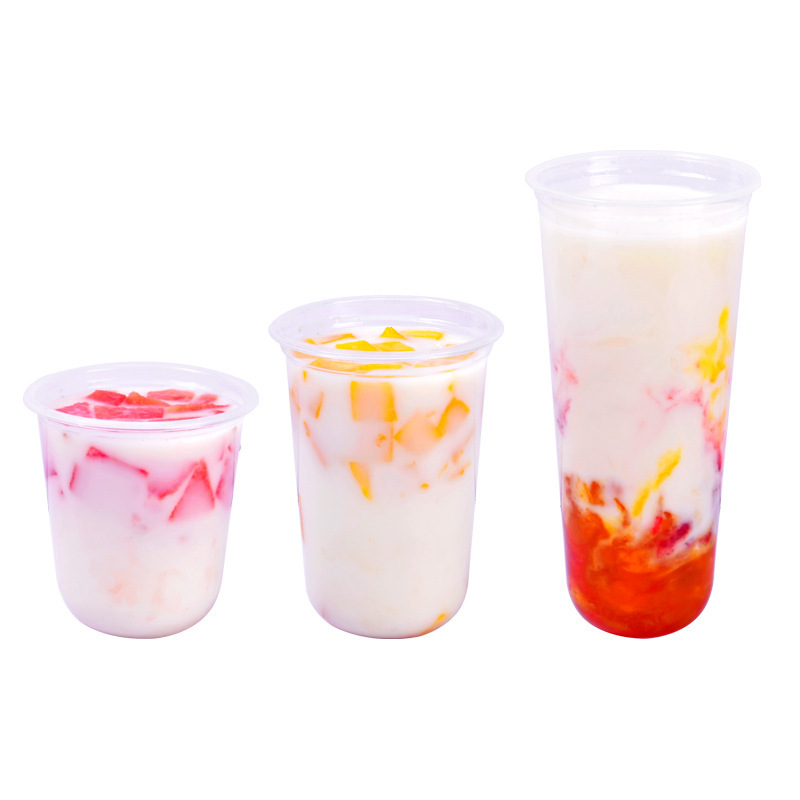 Custom logo 350ml 16oz 500ml 700ml disposable thick smoothie PP clear transparent plastic bubble boba milk tea cup with lid