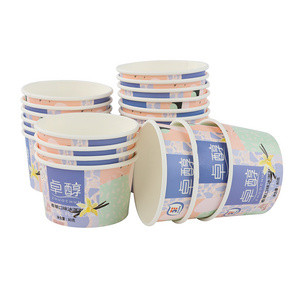 3oz 4oz 5oz 8oz 12oz Custom Disposable Paper Cup Packaging Frozen Yogurt Ice Cream Cups Lids