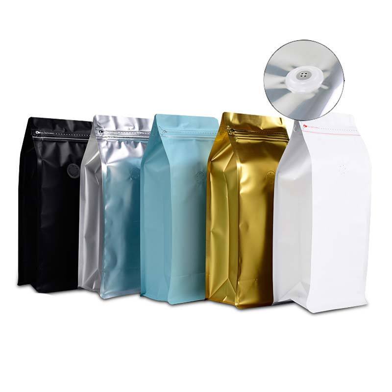 Resealable Lock Packing Wholesale One Way Valve Biodegradable Pouch Packaging Coffee Bags With Degassing Valve And Ziplock