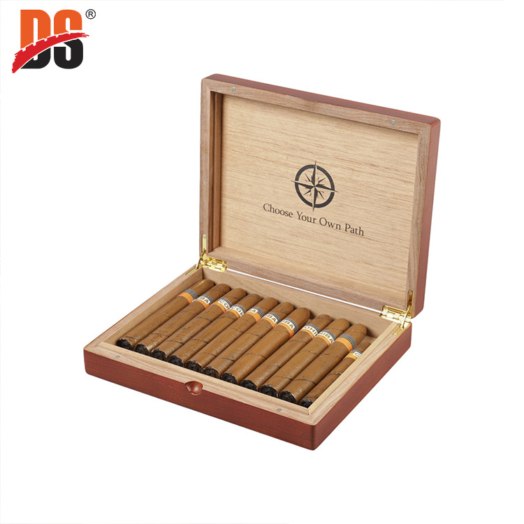 DS OEM Wholesale Custom Laser Engraving Logo Luxury Humidor Travel Spanish Cedar Wooden Cigar Box