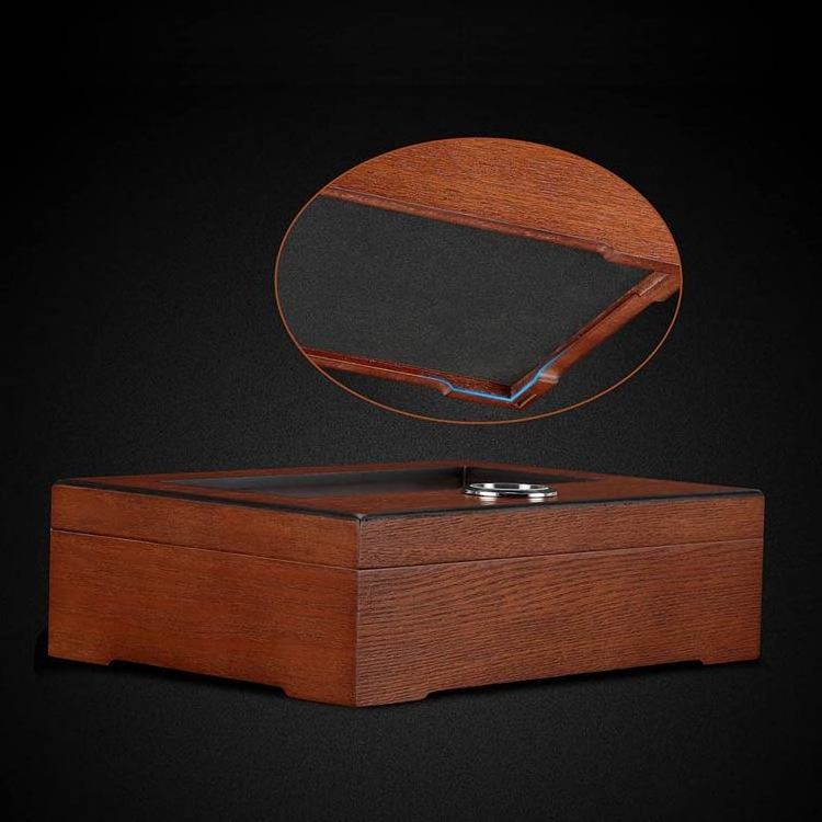 Wholesale Glass Top Cedar Wood Acrylic Humidor With Humidifier And Divider With Hygrometer