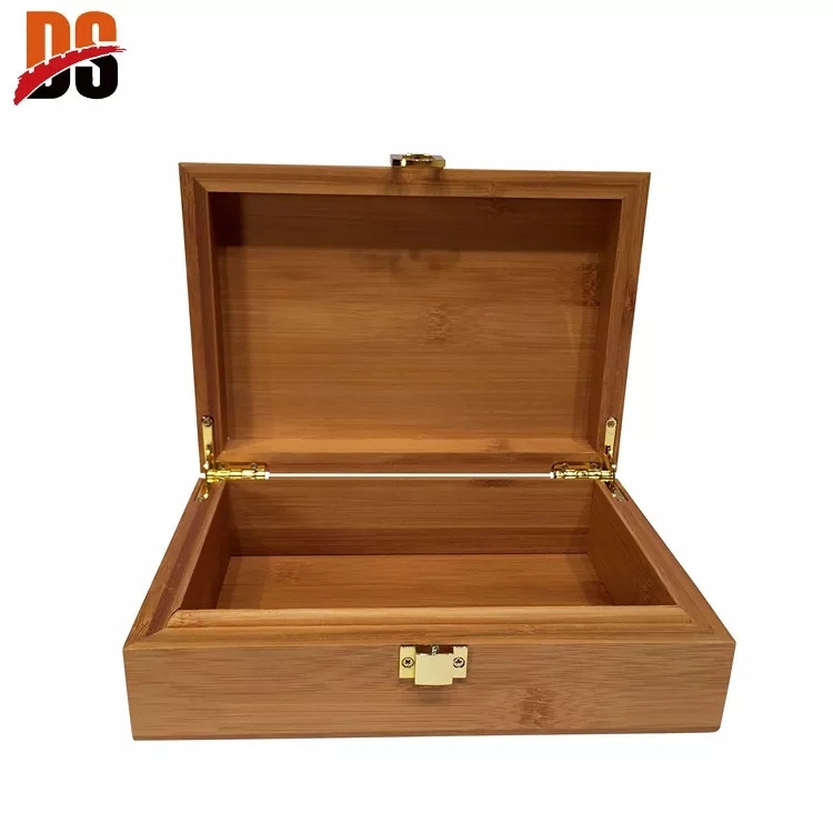 DS Wood Stash Box Kit with Rolling Tray Large Box 100% Bamboo Wood Stash with Jars