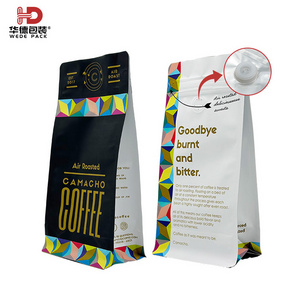 Factory Customization Biodegradable Black Coffee Bags With Valve And Zipper Flat Bottom Coffee Beans Packaging Bags