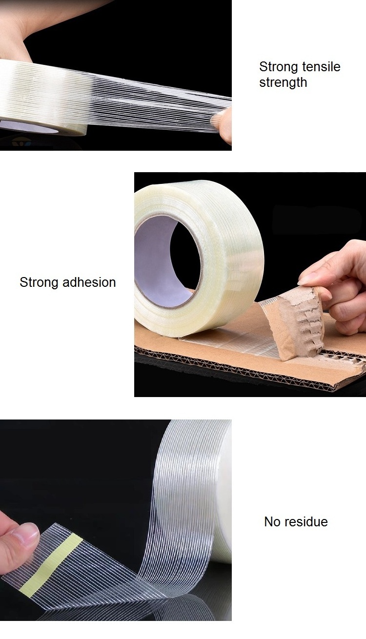 Wear Resistant Bidirectional Filament Tape Adhesive  Fiberglass Reinforced Strapping Tape Glass Fiber Tape