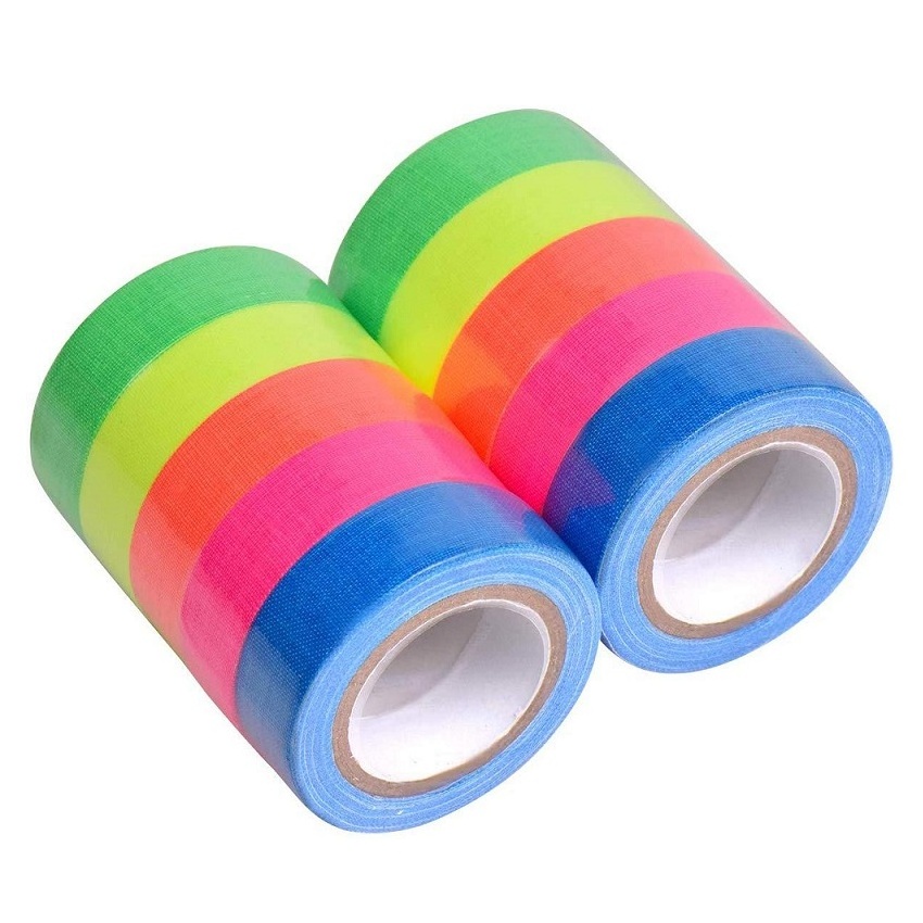 Fluorescent Adhesive Tapes Gaffer Tape UV Blacklight Reactive Neon Tapes for Parties Art Craft Decorations