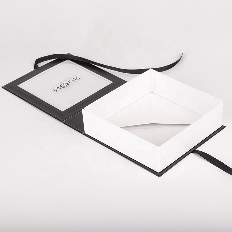 Luxury white cardboard clothes scarf towel packaging folding paper gift box with clear window