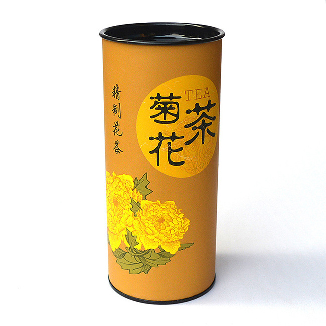 Custom Printed Empty Tea Paper Cardboard Tubes Round Carton Box Tea Paper Packaging Can