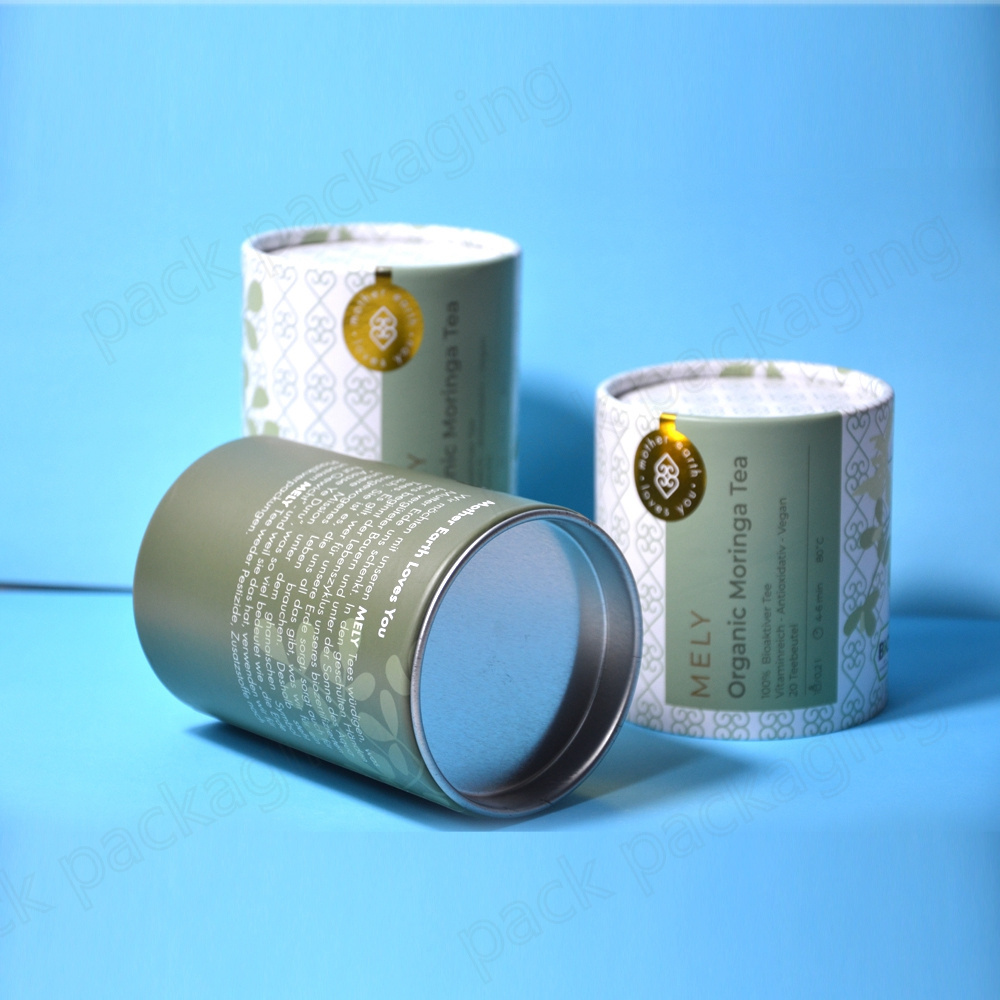 Customized Cylinder Aluminium Foil Cardboard Tea Cans Paper Tube Canister for Food Packaging