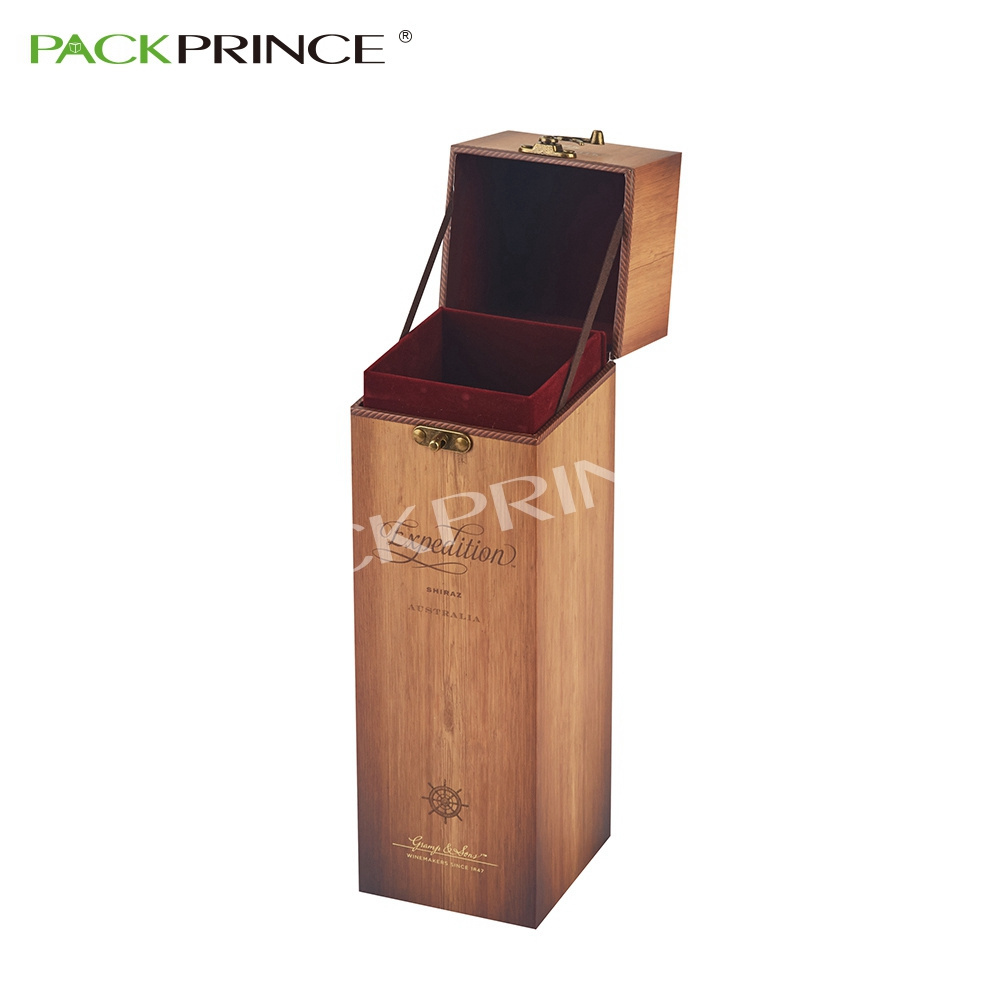 Classic Single Malt Whisky Velvet Inner Cover Gift Packaging Wooden Textured Paper Box With Metal Lock Lid