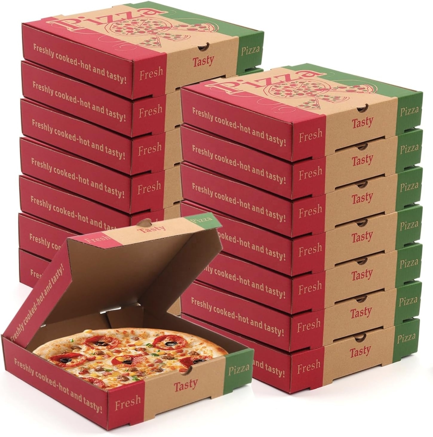 Wholesale Cheap Insert Foldable Plain Custom Shape Printed  Luxury Pizza Boxes 6 8 9 10 12 14 16 18 Inch Pizza Box Recyclabl