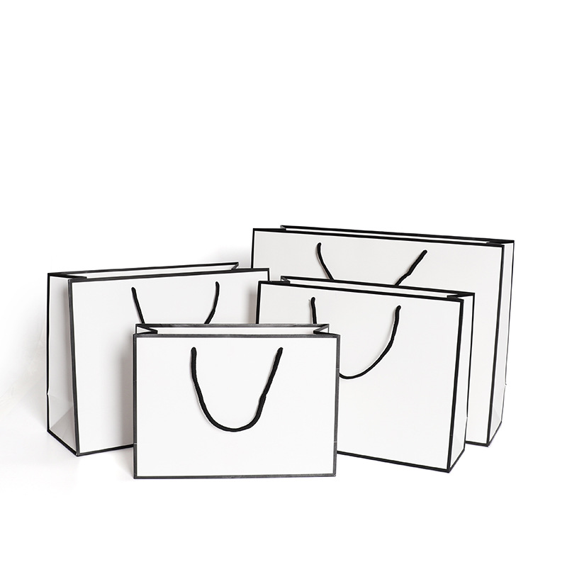 Black Frame Luxury Gift Fashion Shopping Tote Perfume Paper Bag With Surface Membrane