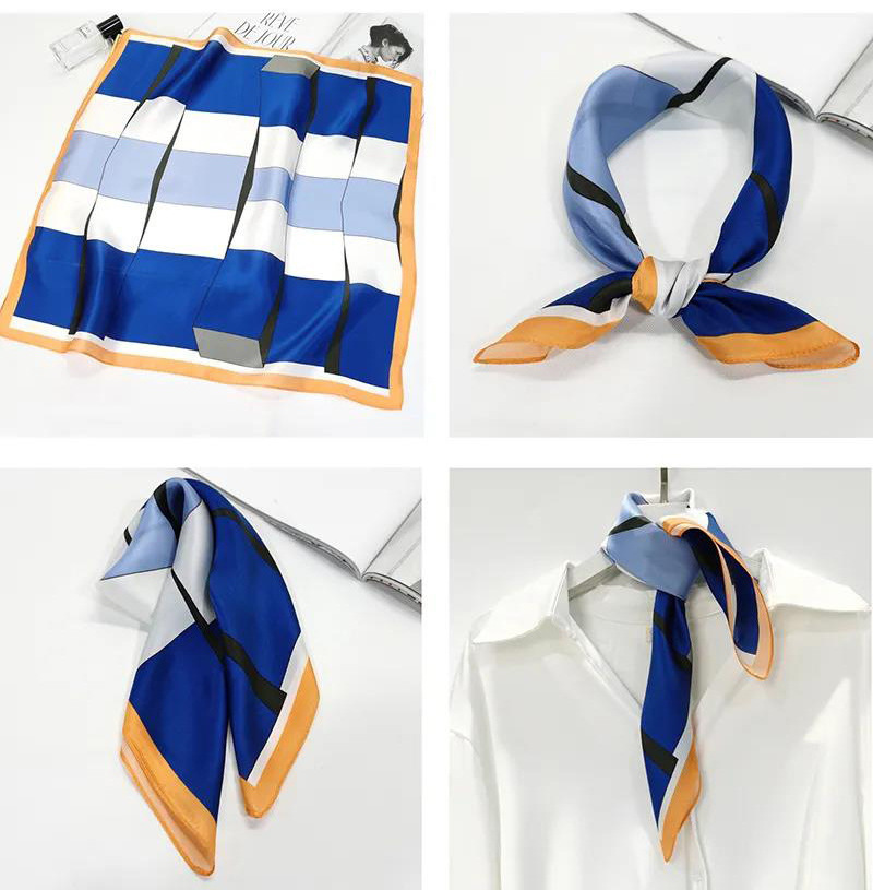 New sunscreen printed logo 53cm small silk scarf square scarf female stewardess accessories scarf