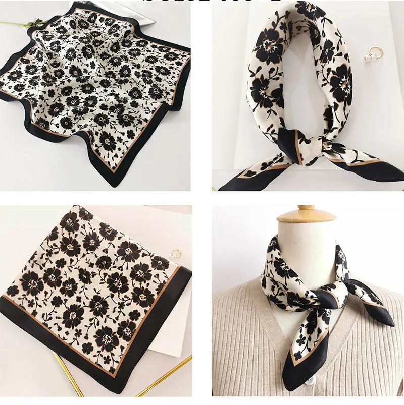 New sunscreen printed logo 53cm small silk scarf square scarf female stewardess accessories scarf