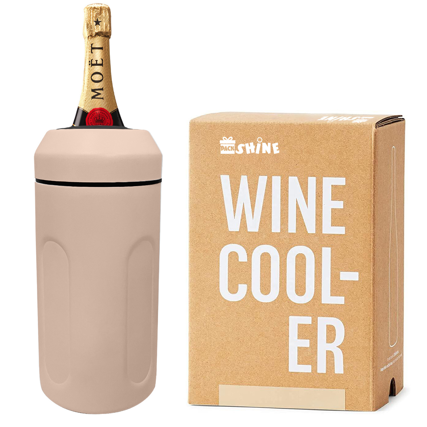 Packshine Custom Portable No Ice Metal Champagne Wine Chiller Insulated Double Wall Stainless Steel Wine Bottle Cooler Bucket