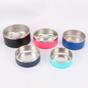 Wholesale Large Double Cat Dog Bowl Stainless Steel Food Pet Bowls Feeders With Rubber Base