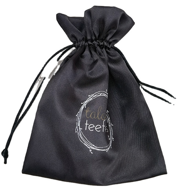 White Luxury Hair Extension Silk Satin Bag With Logo Material Satin hair drawstring pouch