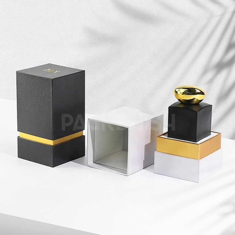 Luxury Golden LOGO 30 50 100 ml Perfume Glass Bottles Black Cylinder Paper Tube Perfume Packaging Box For Tea Round Packaging