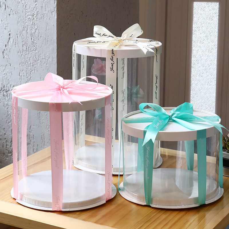 Hot Sales Disposable Round Transparent White Tall 4 6 8 10 Inch Wedding Cake Boxes In Bulk