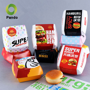 Custom Disposable Food Grade Cardboard hamburger Packaging Paper Burger Box