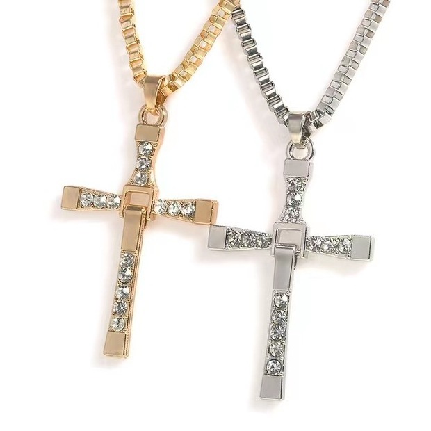 2023 Minimalist Design Religious Jewelry Gold Plated Cross Men's Pendant Chain Necklace Fashion Women's Necklace 18k Gold