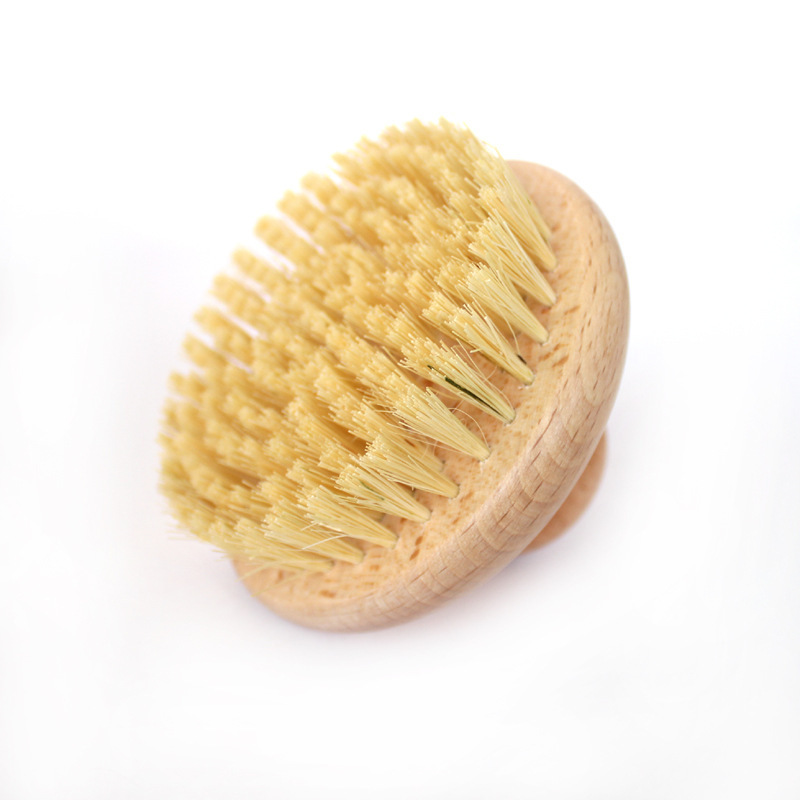 Custom Logo Dry Body Brush Natural Vegan Sisal Nylon Bristles Soft Exfoliating Wood Loofah Eco-certified Bath Skin Shower Care