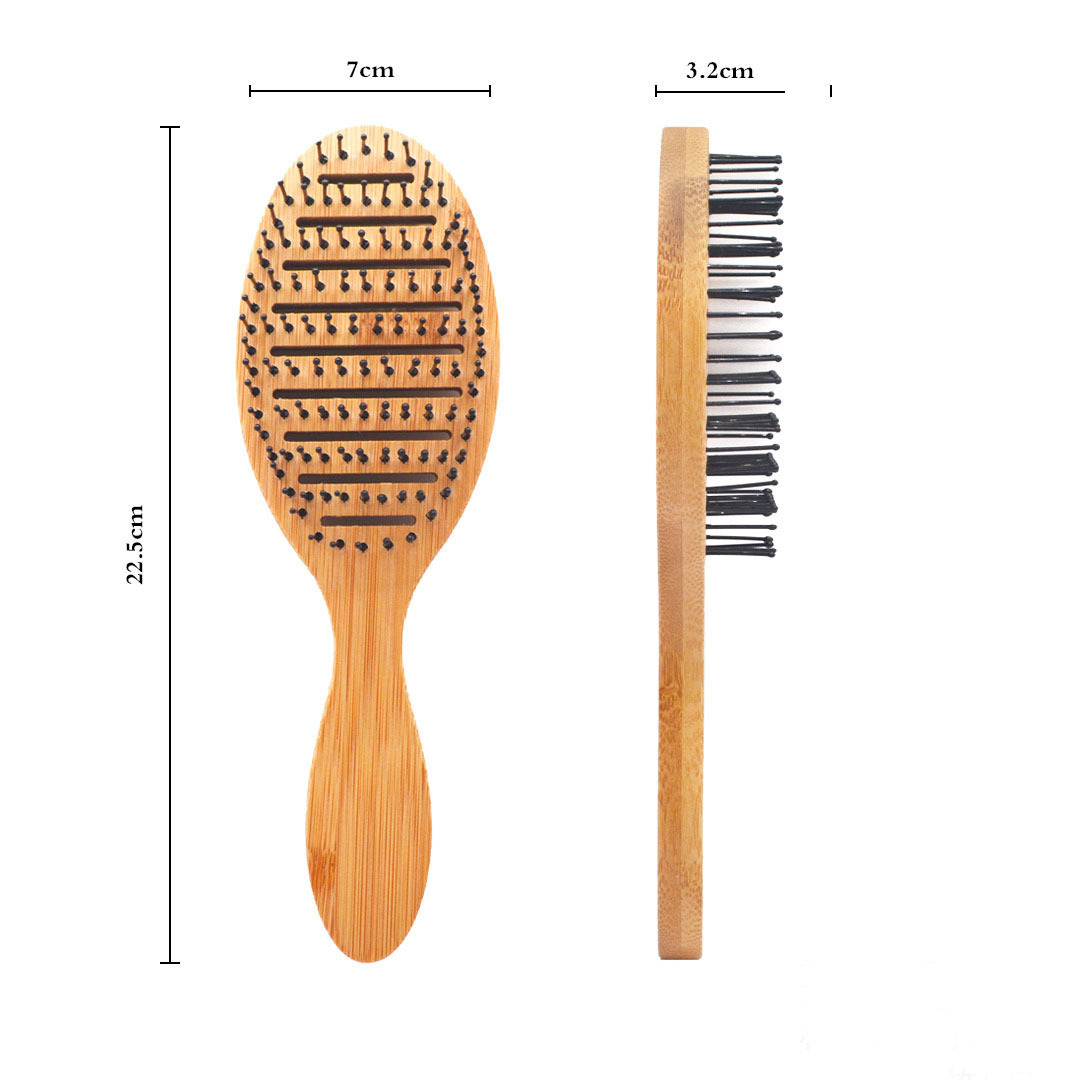 Hair Brush Paddle Round Eco-friendly Boar Bristle Bamboo Comb Wooden Massage Comb Custom Logo Beard Brush 100% Natural Wooden