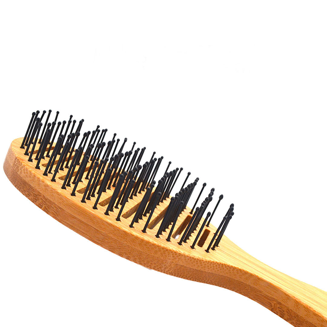 Hair Brush Paddle Round Eco-friendly Boar Bristle Bamboo Comb Wooden Massage Comb Custom Logo Beard Brush 100% Natural Wooden