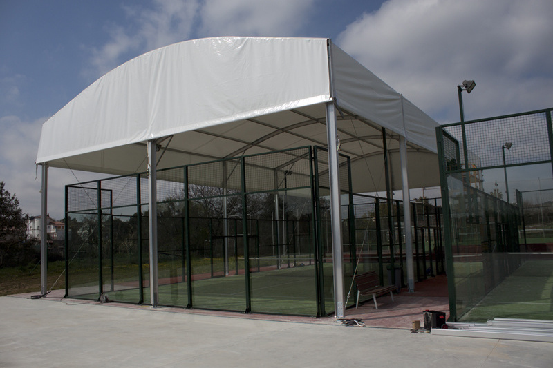 Panoramic padel court roof aluminium removable padel tennis court roof cover