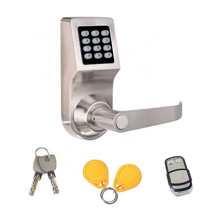 Hot Sell Remote Control Password Anti-theft Security Code RF Card Electronic Keypad Door Lock With Mechanical Key