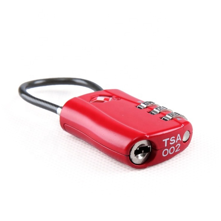 TSA527 Mini High quality cable 3 digital combination padlock luggage lock custom padlock