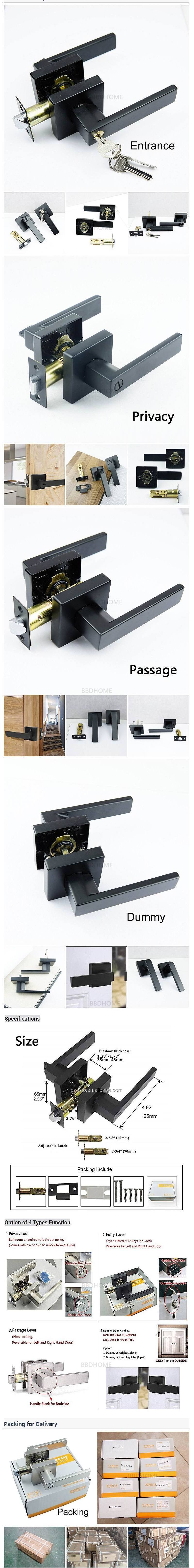 Black Handles Lock Keys Indoor Bedroom Interior Door Handle