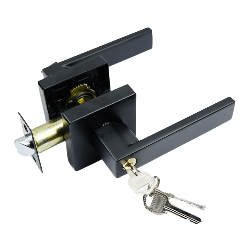 Black Handles Lock Keys Indoor Bedroom Interior Door Handle