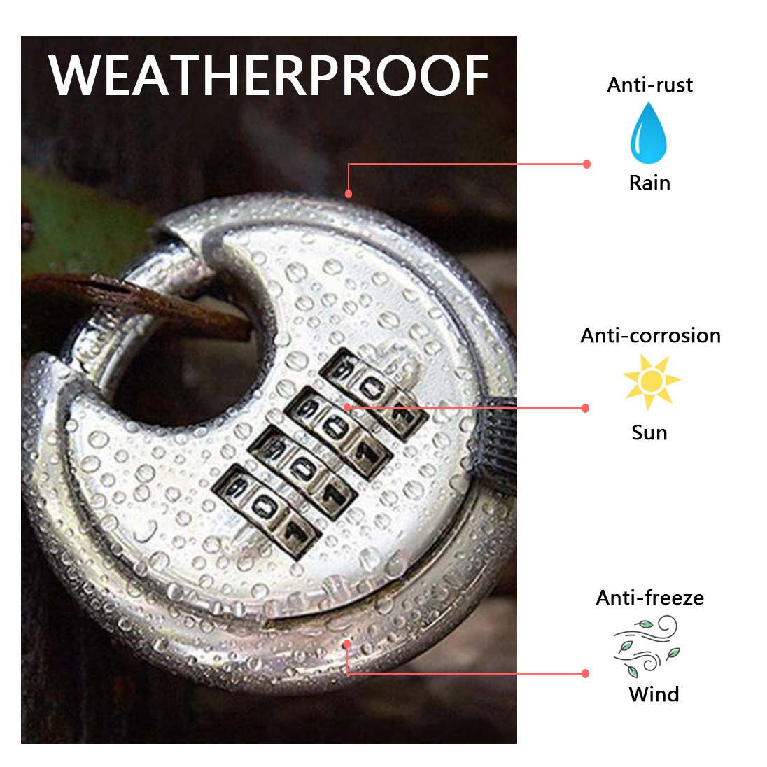 70 Diskus Stainless Steel Padlock Shackle Keyless Different Discus Pad Lock 4 Digit Discus Lock Digital Combination disc padlock