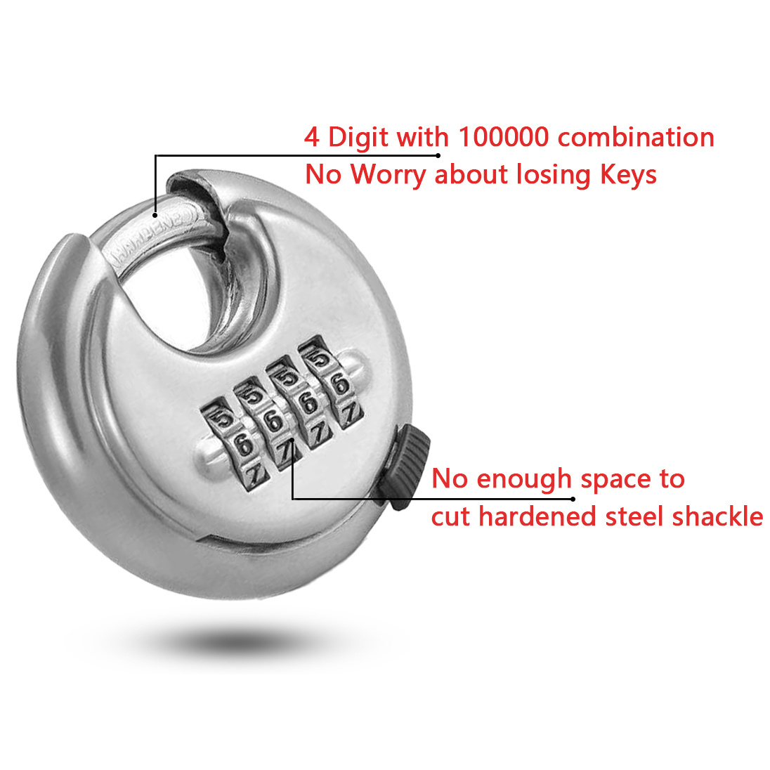 70 Diskus Stainless Steel Padlock Shackle Keyless Different Discus Pad Lock 4 Digit Discus Lock Digital Combination disc padlock