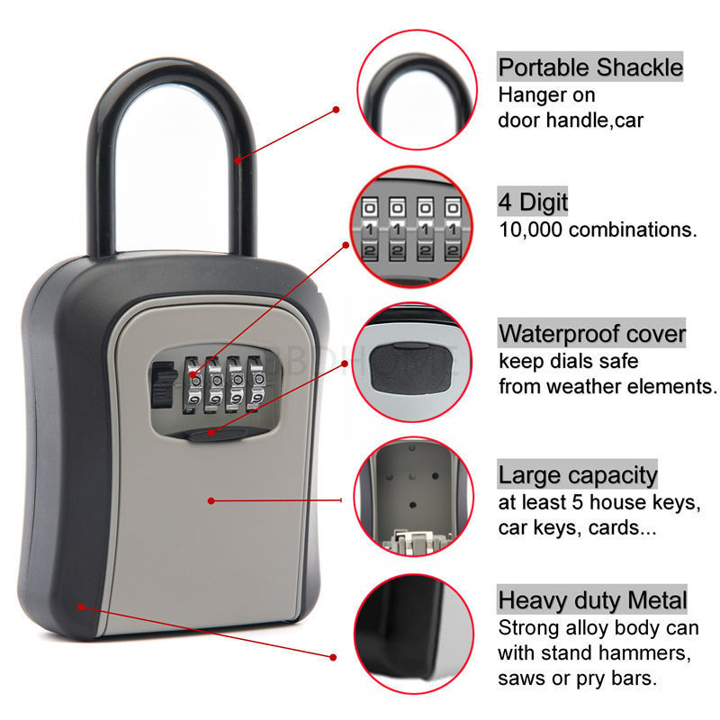 Car Key Safe Security Key Lock Box Home Storage key Lock Box for outdoor Safes Button Digit lock Box