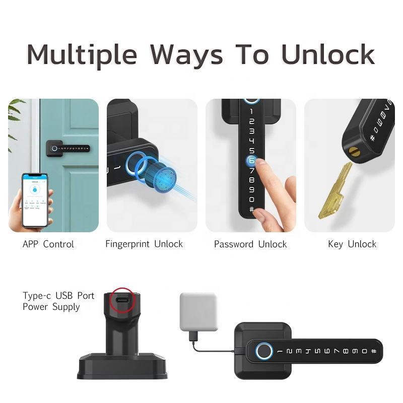 BBDHOME Biometric Keyless Door Handle Fingerprint Lock Home Apartments Office Hotel Smart Door Lock