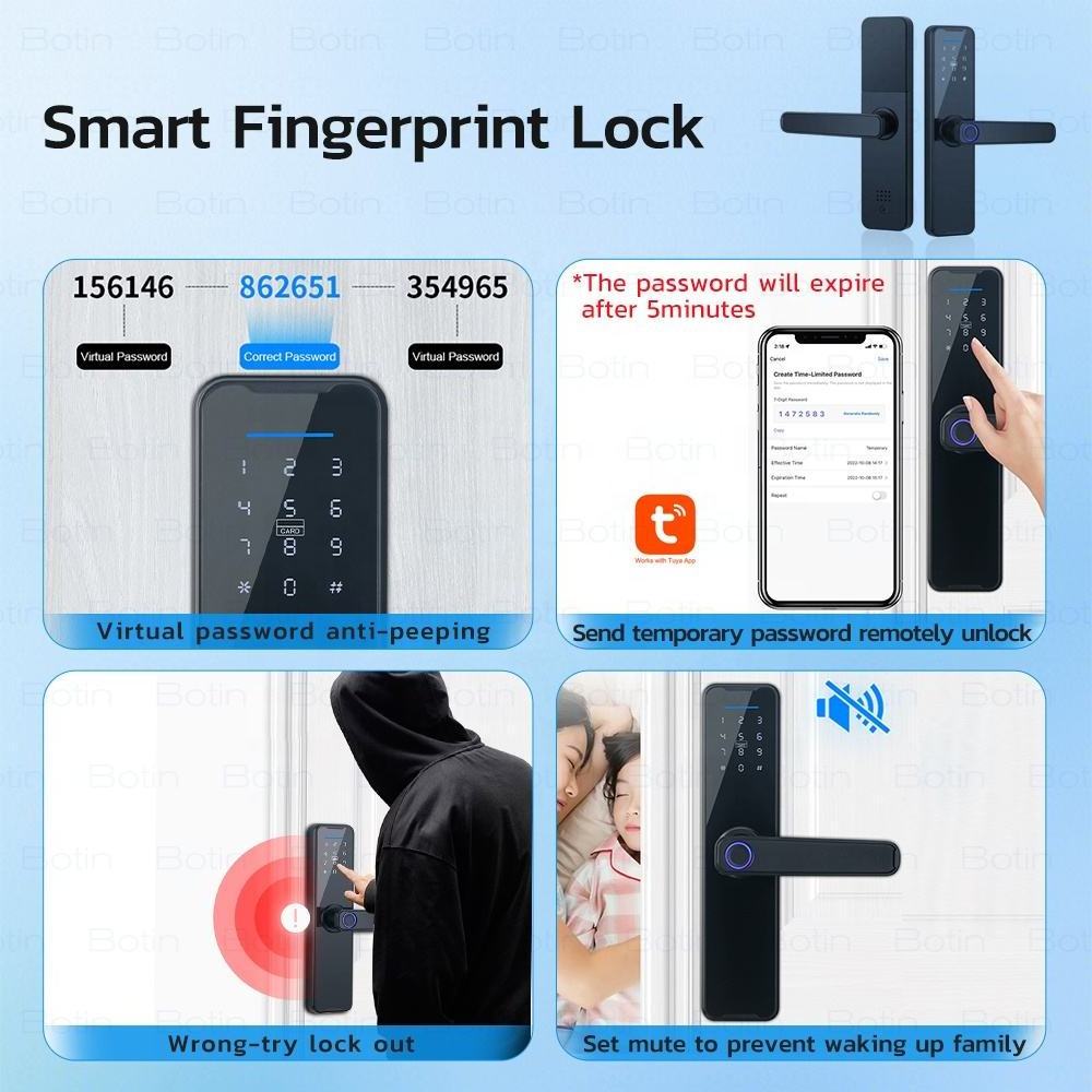 BBDHOME Apartment Home Room Digital Password Keyless Entry Tuya APP Control Fingerprint Smart Door Lock