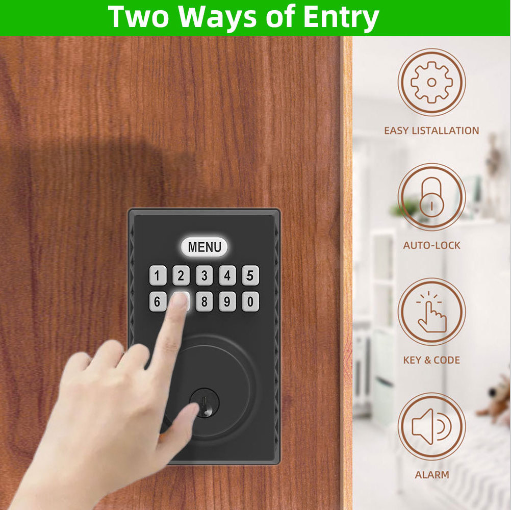 BBDHOME Keyless Entry Door Lock Electronic Keypad Deadbolt Lock Electronic Keypad Deadbolt with Keys