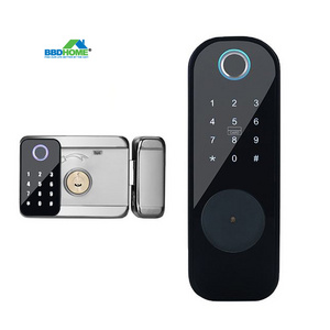 Biometric Both Sides Fingerprint Khoa Cua Van Tay Cerraduras Electronic R5 Exterior Gate Door Lock With Tuya App TTlock