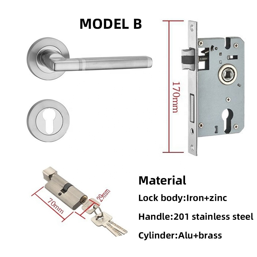 Wholesale Southeast Asia Africa Most Popular Stainless Steel Door Lock Set Household Channel Mortise  Handle Door Lock