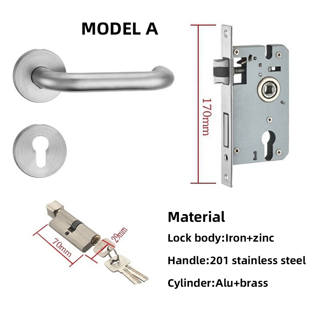 Wholesale Southeast Asia Africa Most Popular Stainless Steel Door Lock Set Household Channel Mortise  Handle Door Lock