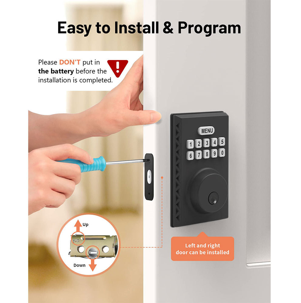 BBDHOME Easy Installation  Keyless Entry Door Lock with Handle  Electronic Keypad Deadbolt with Door Knob